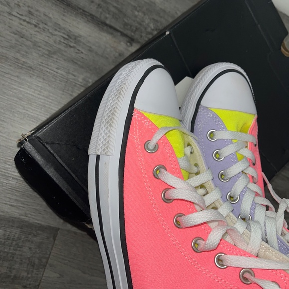 Women’s Neon Multi-Colored High Top converse - Picture 4 of 5